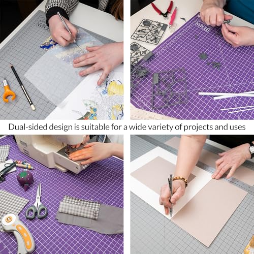 Breman Precision 24x36 Large Self Healing Cutting Mat Purple/Gray for Craft | 24x36 Purple Cutting Mat Self Healing 2-Sided 5-Ply PVC Non-Slip A1 Art Crafting Mat for Sewing, Fabric, & Quilting Projects - color: Purple/Gray, size: 24x36
