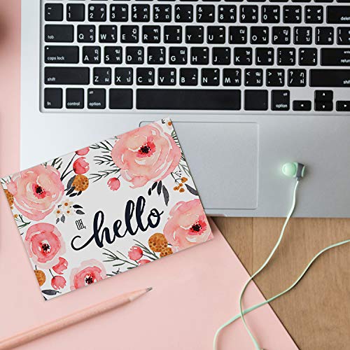 Canopy Street Watercolor Blue And Pink Floral Greeting Cards / 24 All Occasion Cards With White Envelopes / 4 Bright Floral Designs / 3 1/2" x 4 7/8" Thinking Of You Card Set - color: Oh Hello Floral