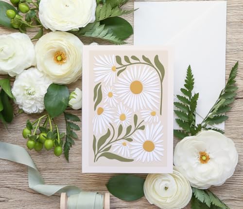 Lady Jayne All Occasion Blank Boxed Note Cards, with Gold-Foil Lined Envelopes and Embossed Details – 5” x 3.5” each, Set of 12 Cards – Flower Market Daisy (80910) - color: Daisy
