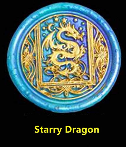Starry Dragon Wax Seal Stamp With Removable Brass Head Wooden Handle - Retro Vintage Animal Sealing for Letter Cards Invitations - size: Starry Dragon