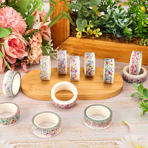 Whaline 12 Rolls Wildflower Washi Tape Floral Masking Tape Set Colorful Flower Decorative Wrapping Paper Tapes Boxed for Spring Scrapbook Journal DIY Crafts - style: Wildflower