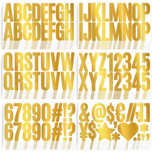 800 Pcs 48 Sheets Letter Stickers,Large Alphabet Number Stickers (Gold) - color: Gold