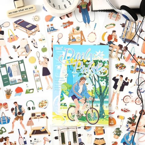 Life Pulse Series Sticker Scrapbooking Supplies for Junk Journal, 20 Sheets PET Stickers - Vintage Journaling Stickers - color: Life Pulse