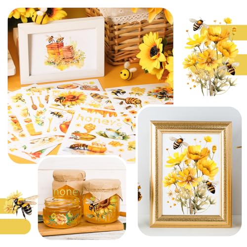 BBTO 12 Sheets Rub on Transfers for Crafts Wood Furniture DIY, 5.5" x 5.7" - style: Bee