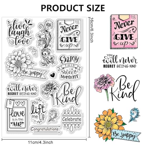 CHGCRAFT Flowers Blessings Clear Stamps Plants Transparent Stamps Silicone Clear Stamp Seals for DIY Scrapbooking Photo Album Decoration, 4.3x6.3 inch - style: Flowers Blessings
