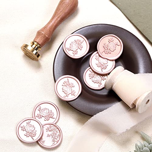 UNIQOOO Metallic Champagne Rose Glue Gun Sealing Wax Sticks for Wax Stamp, Wedding Invitation, Card Envelope, Snail Mail, Wine Package, Gift, Pack of 8 - color: Champagne Rose