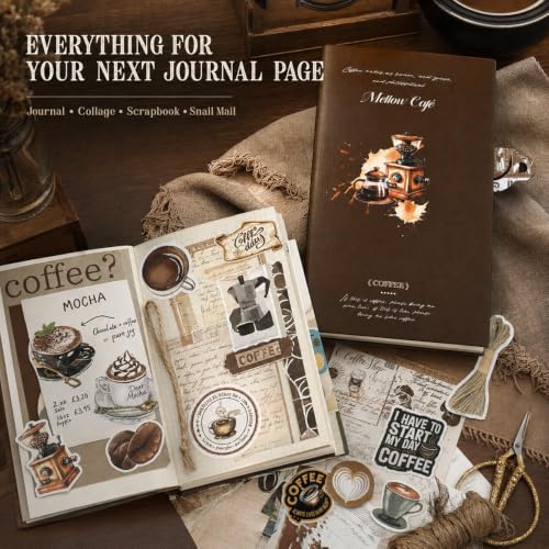 Diuhofart Coffee Scrapbooking Kit, TN Notebook & Journaling Stickers - color: Vintage-Coffee-kit
