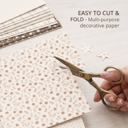 6in Flowers Scrapbook Paper Pad Aesthetics Pattern Cardstock, 24 Sheets - color: Antique White
