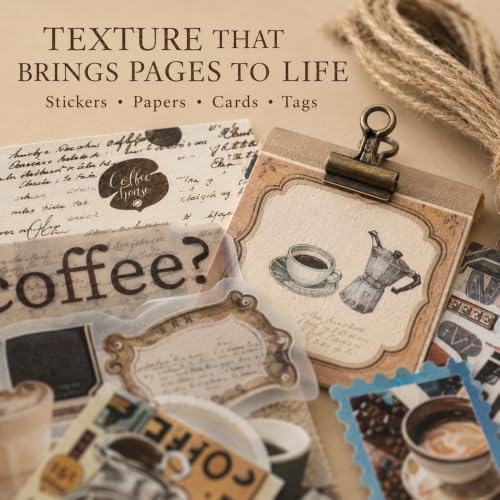 Diuhofart Coffee Scrapbooking Kit, TN Notebook & Journaling Stickers - color: Vintage-Coffee-kit