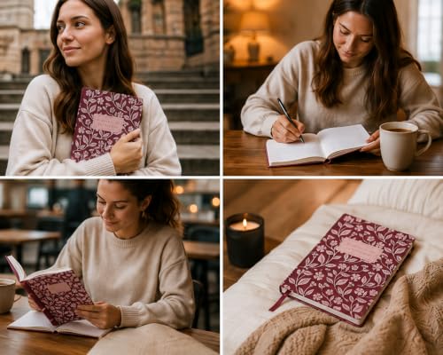 Eccolo Christian Journal Notebook Hardcover Lay Flat 192 Ivory Lined Pages - color: Rouge, size: 6X8