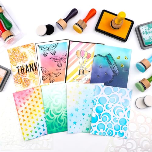47 Packs Ink Blending Foam Pads Set, Include 8 Pcs Round Alcohol Ink Mini Applicator Tools and 38 Pcs Replacement Foam Pads 1 Storage Box for for Drawing Distressing Blending Card Making Stammping - color: Colorful 47PCS/Sets