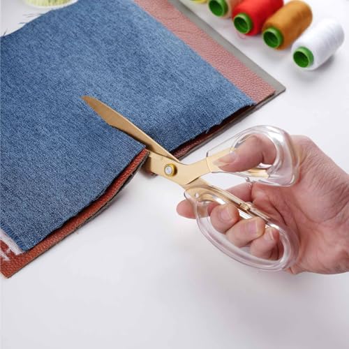 SCAIKTIG 9" Acrylic Scissors, Office Scissors for Desk Gold, Clear Comfort-Grip Handles and Titanium Coated Blades, Sharp Scissors all Purpose Heavy Duty for Sewing, Art, Craft, School, Home Supplies - color: Transparent + Gold, size: 1-Pack(9.4")