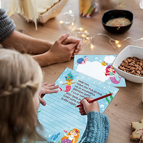 KiDEPOCH Lined Stationary Paper and Envelopes Set for Kids Mermaid Stationary Set for Girls with Lined Letter Writing Paper – 30 Sheets + 20 Envelopes, 8.3 x 5.9 Inch of Each Stationary Paper - style: Mermaid