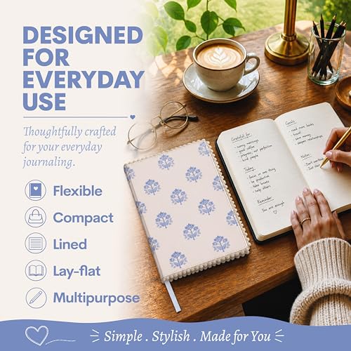 WORLD TRAVELER Eccolo A5 Lined Journal 256 Ivory Pages Lay Flat 6x8 - color: Sky Medallion