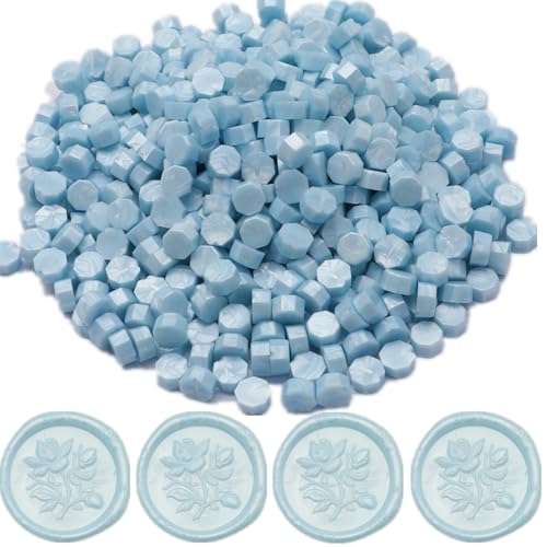 Wax Seal Beads Baby Blue, 400Pcs Sealing Wax Beads, Octagon Wax Sealing Beads, Gentle Blue Sealing Wax Beads Set for Wax Seal Stamp, Gift Wrapping, Letter Sealing (Light Blue) - color: Light Blue