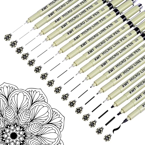 16Pcs Fineliner Micro Drawing Art Pens Set - color: Micro Line Pen-16Pcs Set