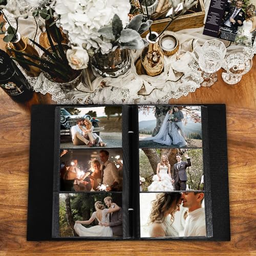 Lanpn Wedding Photo Album 4x6 300 Pocket Photos Slip in, Linen Cover Large Capacity Newlywed Marriage Album Hold 300 Horizontal Photos (Flower, Beige) - color: OUR WEDDING - Beige, size: 4x6"/300 Photos