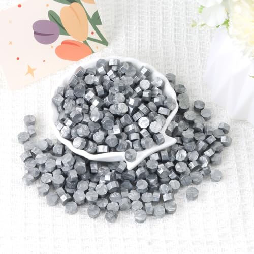 Metallic Silver Wax Seal Beads, HOSEALING Premium 360pcs Sealing Beads for Wax Seal Stamp, Silver Sealing Wax Pellets Refill Pack for Wax Seal Kit, Wedding Invitations, Envelope Letter Sealing - color: Silver