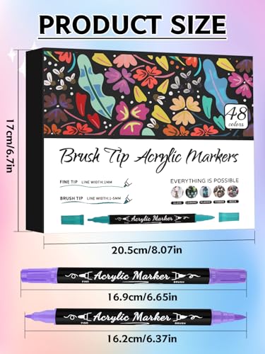 EBANKU 48 Colors Nail Art Pens Set, 3D Christmas Nail Art Makers Pens Quick-Drying Nail Art Polish Acrylic Paint Nail Point Graffiti Dotting Liner Pen No Squeeze Needed - color: 48P