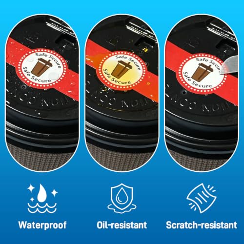 600 Pcs Safe Secure Tamper Evident Seals Stickers for Drink Lids 1"x9" | X-Cut Center Seal & V-Cut Ends, Wmiwulien To Go Drink Security Seal Labels, Red Cup Seals for Takeout Coffee Boba Tea Juice