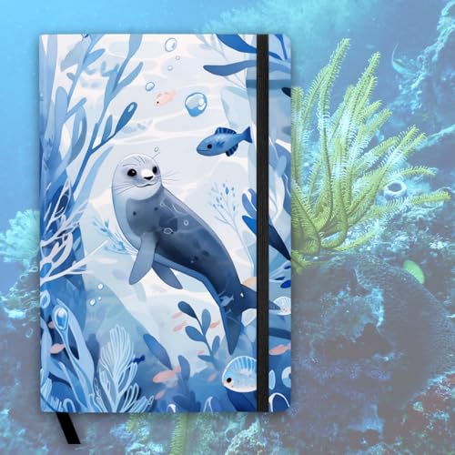 RICCO BELLO Wide Ruled Hardcover Diary Journal, Seal - color: Blue Seal