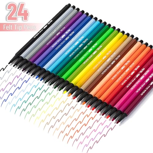 Mr. Pen- Felt Tip Markers, Assorted Colors, 24 Pack, 2.5 mm