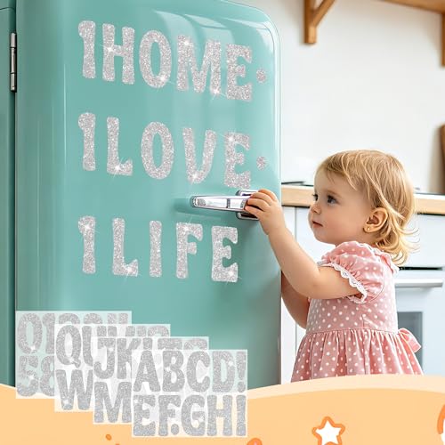 Bulletin Board Letters 129 PCS Glitter Letter Stickers Large 4 Inch, Silver - color: Silver, size: 4 Inch