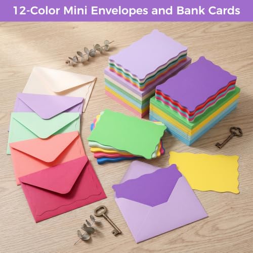 120 Pack Mini Envelopes with Cards, Small Envelopes with Blank Cards - color: Multicolored