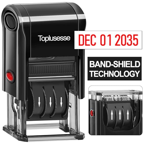 Date Stamp Self Inking Dater Stamp for Business 12 Year Band Black Mount Red Ink - color: Black Mount Red Ink
