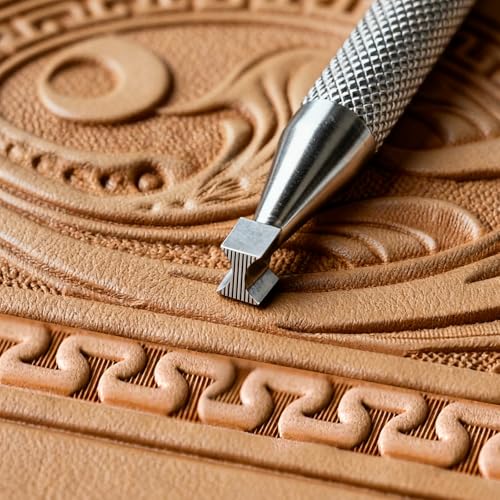 Hourglass Border Leather Stamps 304 Steel Leathercraft Staming Tool for Professional Carving DIY (Large,Lined) - size: Large, style: Lined