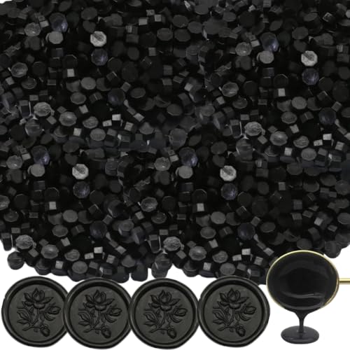 Sealing Wax Beads WaxSeal Beads, 600Pcs Black WaxSealing Beads for Wax Seal Stamp, WaxSeal Beads Kit Perfect for Wedding Invitations, Christmas Envelopes (Black) - color: Black