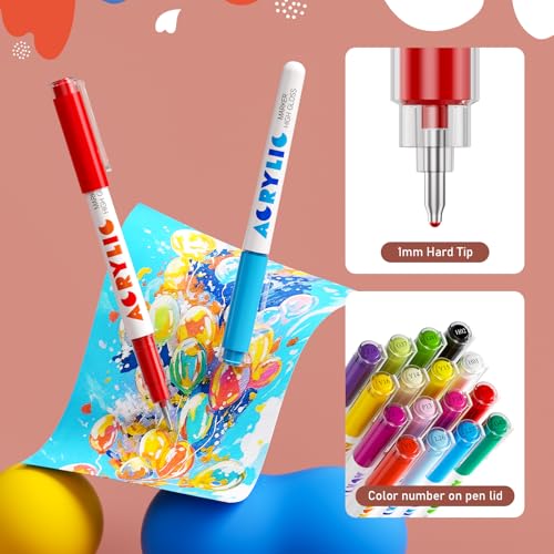 72 Colors Acrylic Gel Pens for Coloring with 30% More Ink | 1mm Fine Tip, Smooth Writing & Automatic Ink Control, No Bleed Ballpoint Pens for Black Paper, Drawing, Doodling, Journaling