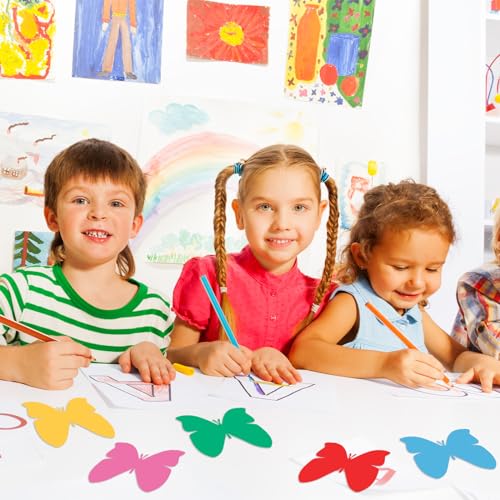 Tellingyou 200 Pcs Butterfly Cutouts 6'' Large Colorful Butterfly Cutouts