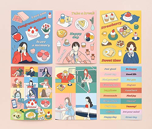 Monolike Removable Fall in Newtro Sticker Set- 6 Illustration Design Sticker - color: Fall in Newtro