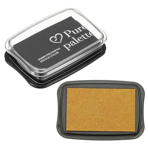 PATIKIL 3"x2" Large Stamp Pad, 2Pcs Washable Craft Ink Pad for Rubber Stamp Card Making Stamping Scrapbook Fingerprint Handprint, Golden/Black - color: Golden/Black