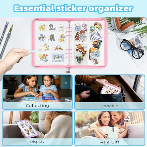 Mlife Sticker Organizer Binder Sticker Storage Organizer Reusable Sticker Book Collecting Album A5 Sticker Collecting Book Clear Sticker Binder Album with Blank Release Paper, Tweezer & Spatula(Black) - color: Black