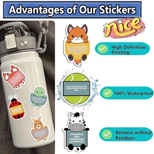 100 Pcs Motivational Animal Stickers for Kids, Encouragement Decals