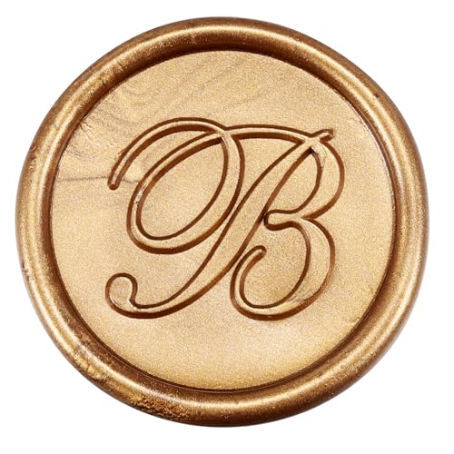Yoption Handwriting Letter B Wax Seal Stamp Kit with Antique Gold Wax Beads - color: B