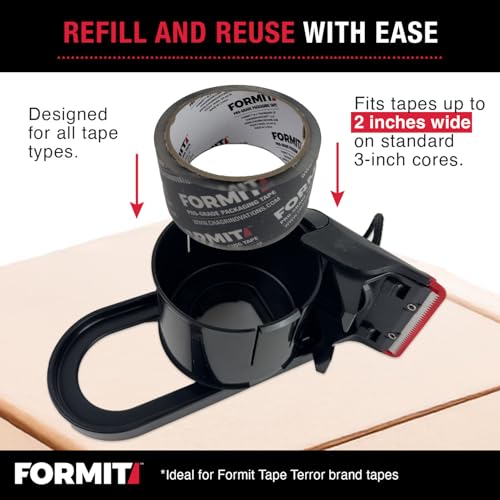Clear Packing Tape with Dispenser (2 Rolls) - Packaging | Professional Grade for Boxes, Shipping with Refillable Dispenser, Fits Standard Bulk Up to 2" Wide - style: Dispenser + 2 PG Rolls
