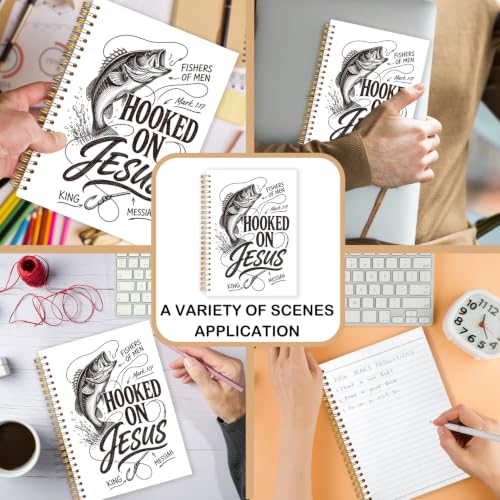 Christian Fishing Spiral Notebook for Women Men 5.5x8.3 Inch - color: Christian Fisherman white