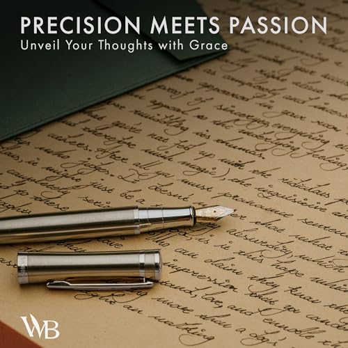 Wordsworth & Black Luxury Fountain Pen Set for Writing, 6 Nibs, Silver Gold - color: Silver Gold