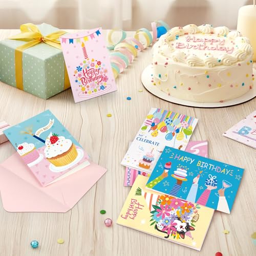 Happy Birthday Cards 48 Bulk Envelopes & Stickers 10x15cm for Kids Friends - color: Birthday 3