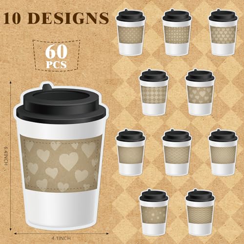 Chuangdi 60 Pcs Backpack Cutouts Coffee Cup for Classroom - style: Coffee Cup