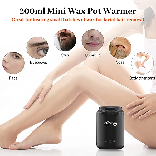 Portable Waxing Pot Warmer Professional Digital Wax Heater for Hair Removal | Mini Waxing Pot for Wax Bean Wax Block, Rapid Heating, 200ml Non-stick Pot, ℃/℉ Switchable Display, 100 Brow Sticks, Black - color: Black-Single Pot-200ml