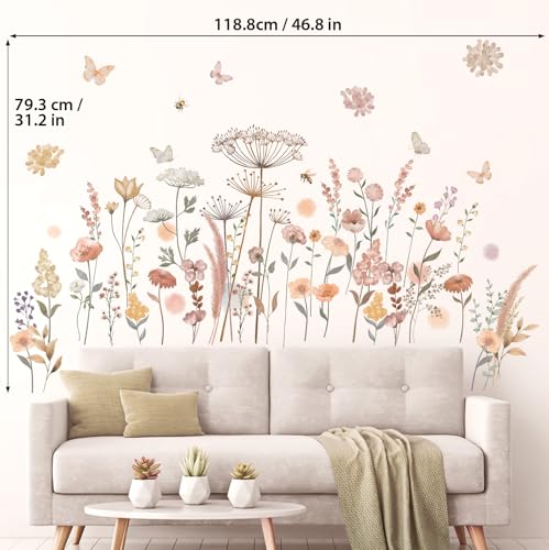 DECOWALL Watercolor Boho Wildflower Wall Stickers Decals (SG2-2421) - color: Watercolor Boho Flowers