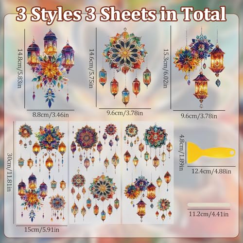 WANDIC 3 Sheets UV DTF Rub on Transfer Stickers for Craft,Mandala Flowers Theme Cup Warp Waterproof Decals Retro Decorative Transfers for Journal Cards Furniture Glass Wood DIY Crafts,15 * 30cm - color: Mandala Flowers