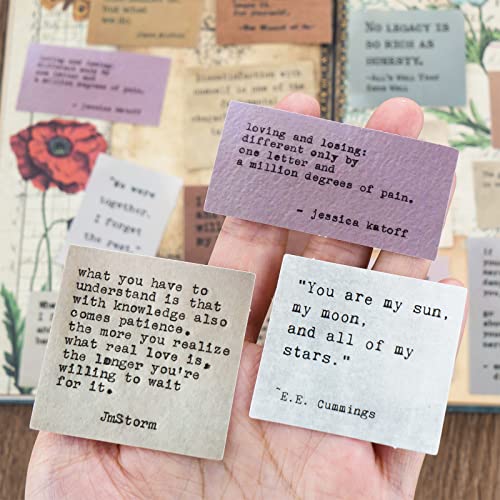 LakoArt 120 Pieces Non-repetitive Retro Typewriter Style Motivational Quote Stickers, Inspirational Vintage Journaling Stickers, Famous Words Scrapbook Sticker for Planner Bullet Junk Journal Laptop - style: 120 pcs, each one is unique