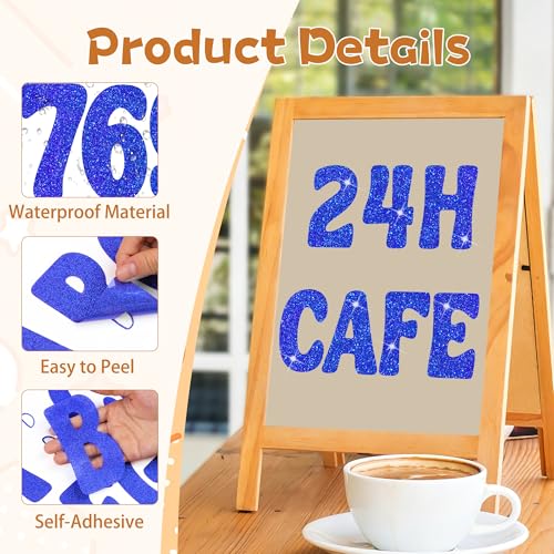 Bulletin Board Letters 129 PCS Glitter Letter Stickers Large 4 Inch, Blue - color: Blue, size: 4 Inch