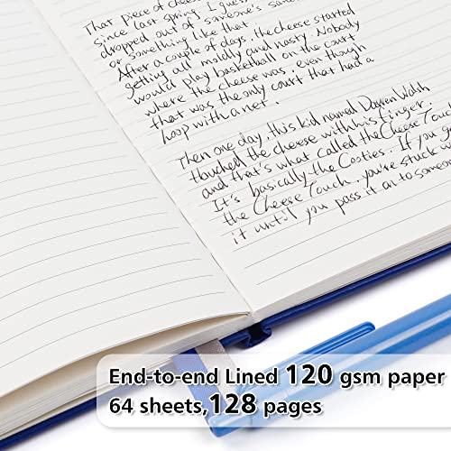 feela College Ruled Notebooks, 18 Pack Business Notebook Bulk Hardcover Lined Writing Journal with Pen Holder for Men Women Note Taking, with 18 Black Pens, 120 GSM, 5.1”x8.3”, A5, Navy - color: 18 Navy