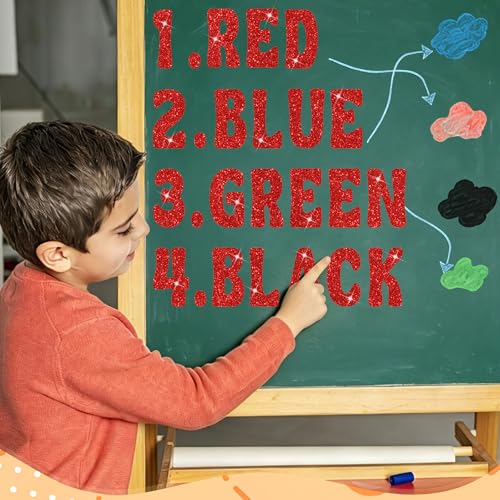Bulletin Board Letters 129 PCS Glitter Letter Stickers Large 4 Inch, Red - color: Red, size: 4 Inch